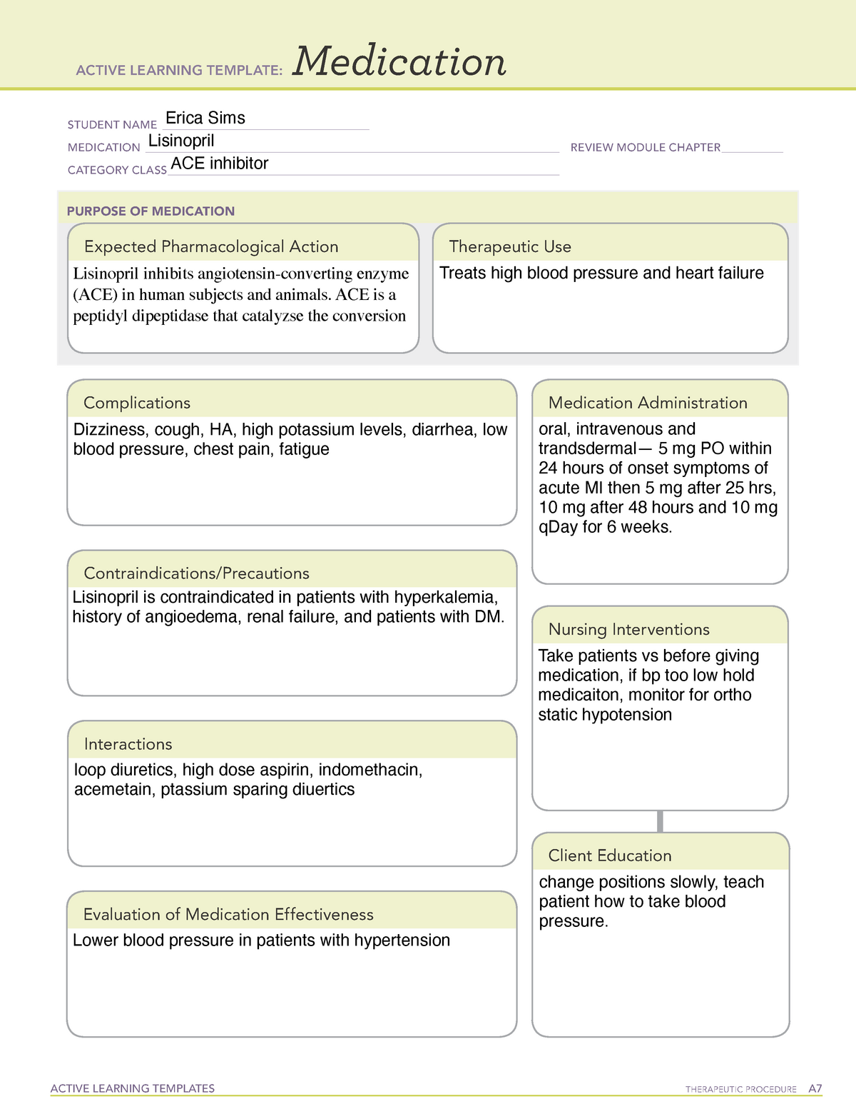 Lisinopril ati template medication chapter 2 ACTIVE LEARNING