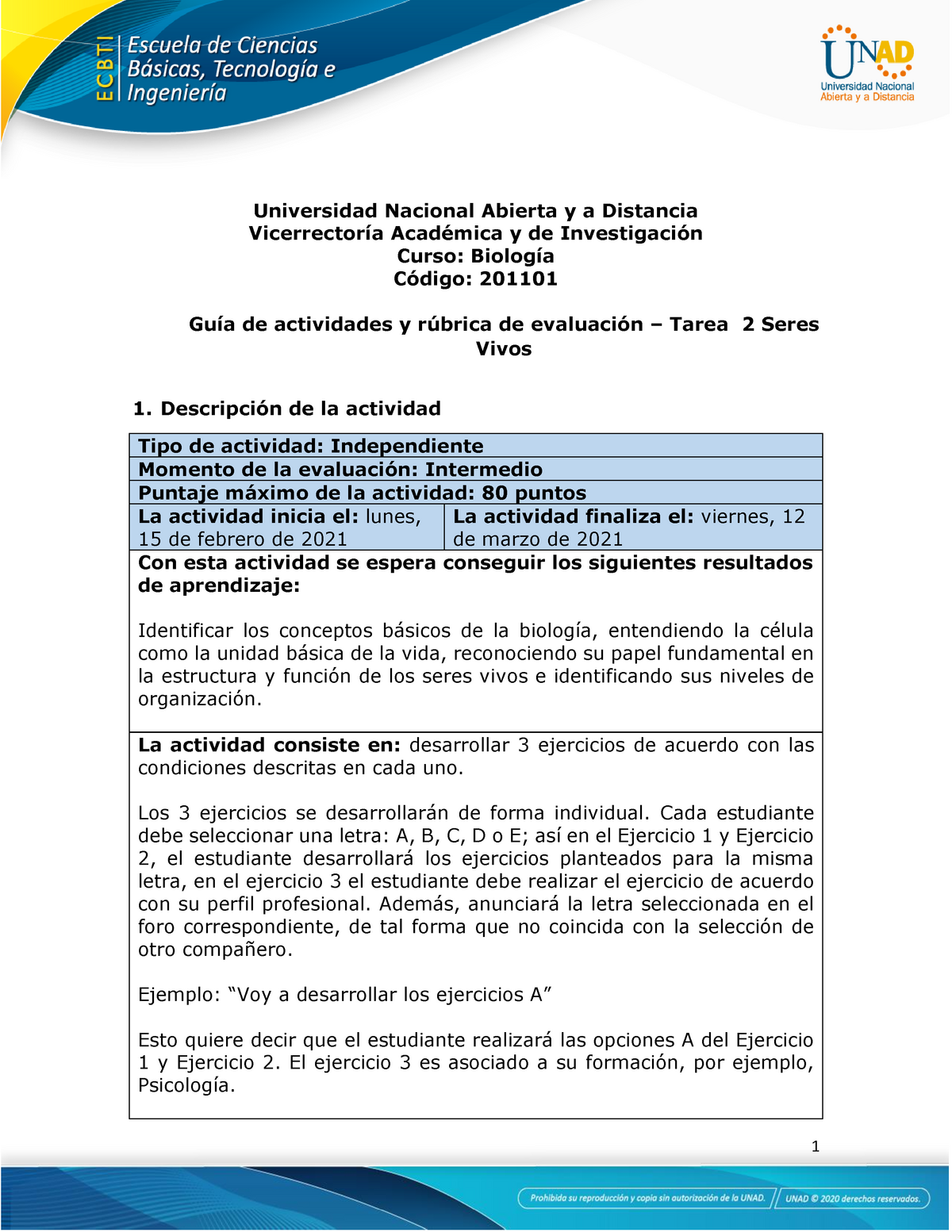 Guía De Actividades Y Rúbrica De Evaluación Unidad 1 Tarea 2 Seres Vivos Universidad 7627