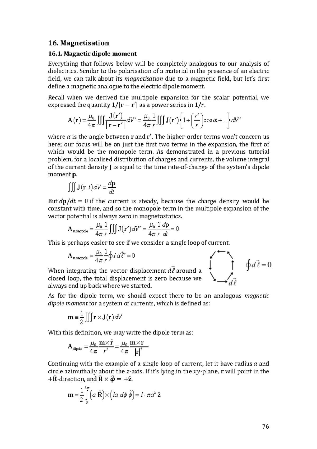 PH3007 - Electromagnetism 6 - Magnetisation Magnetic dipole moment ...