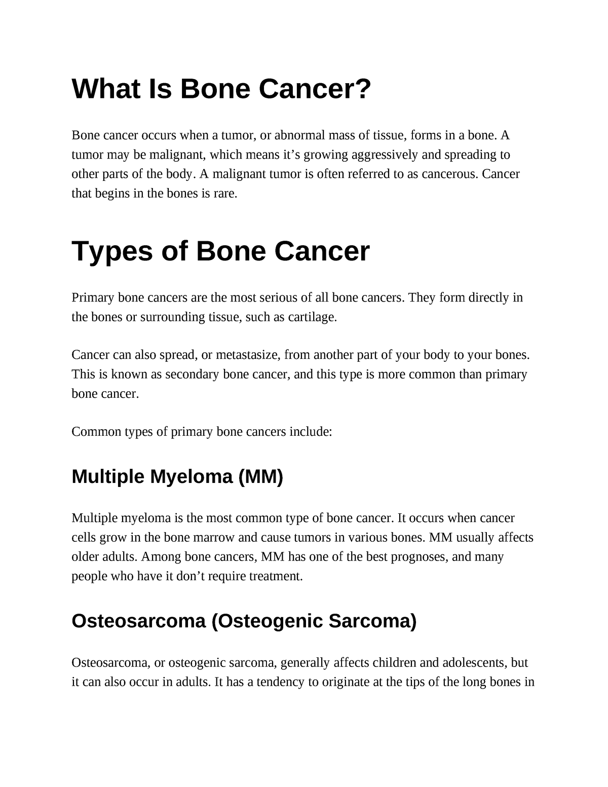 What is bone cancer?, Bone cancer