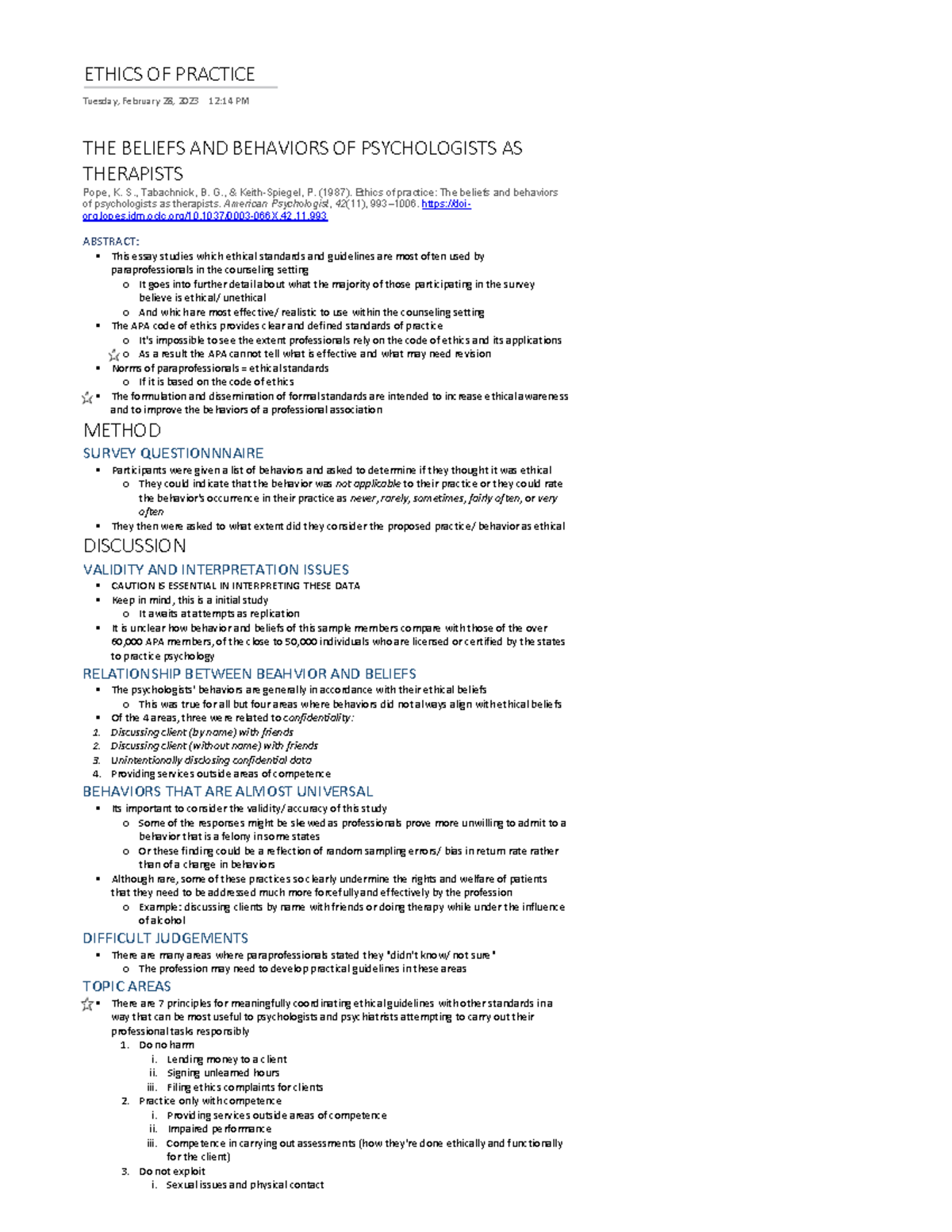 Ethics of Behavioral health science ethics of practice reading - ETHICS ...