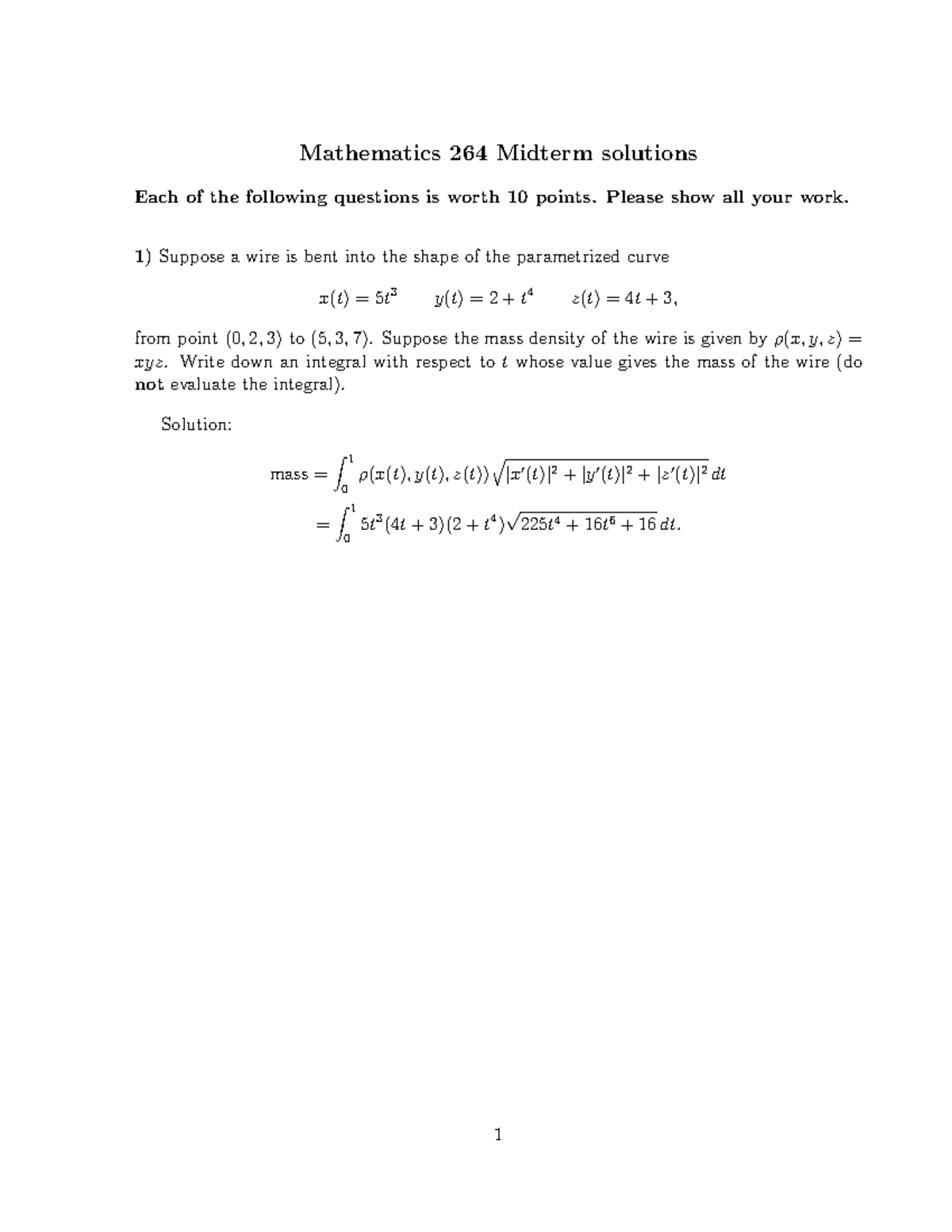 Midterm exam 1 May 2015, questions and answers - Mathematics 264 ...