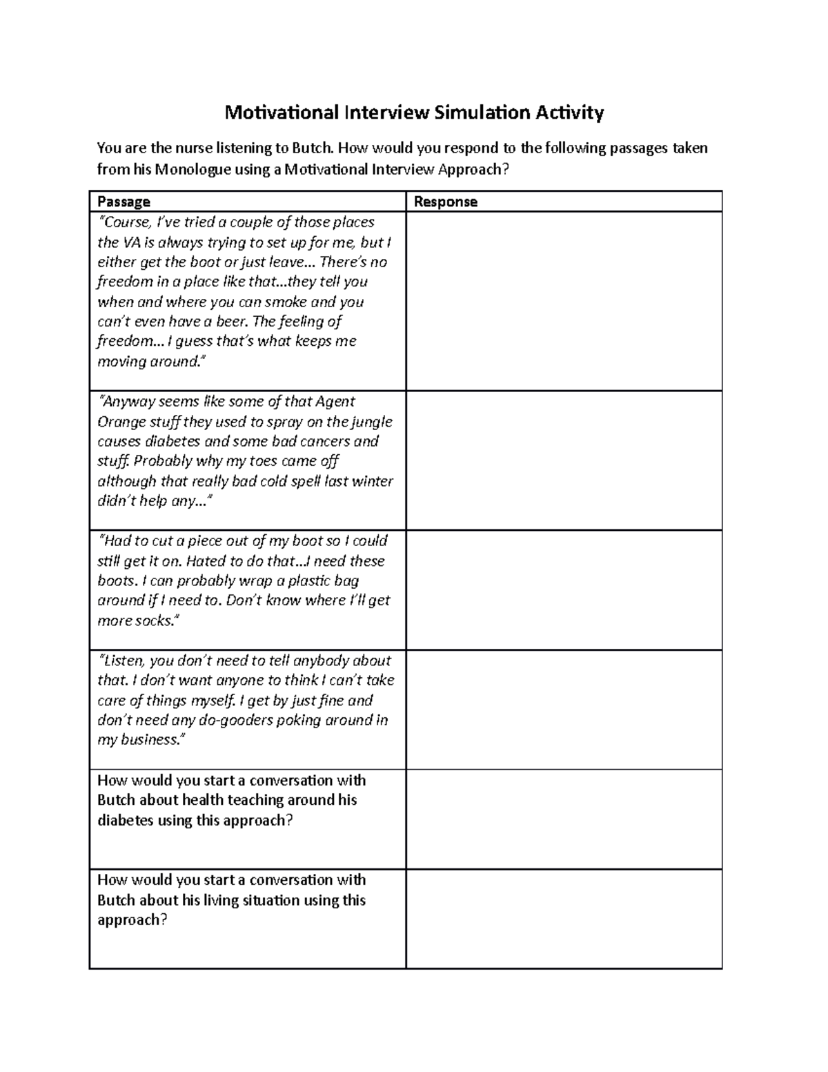 Motivational Interview Activity - Motivational Interview Simulation ...
