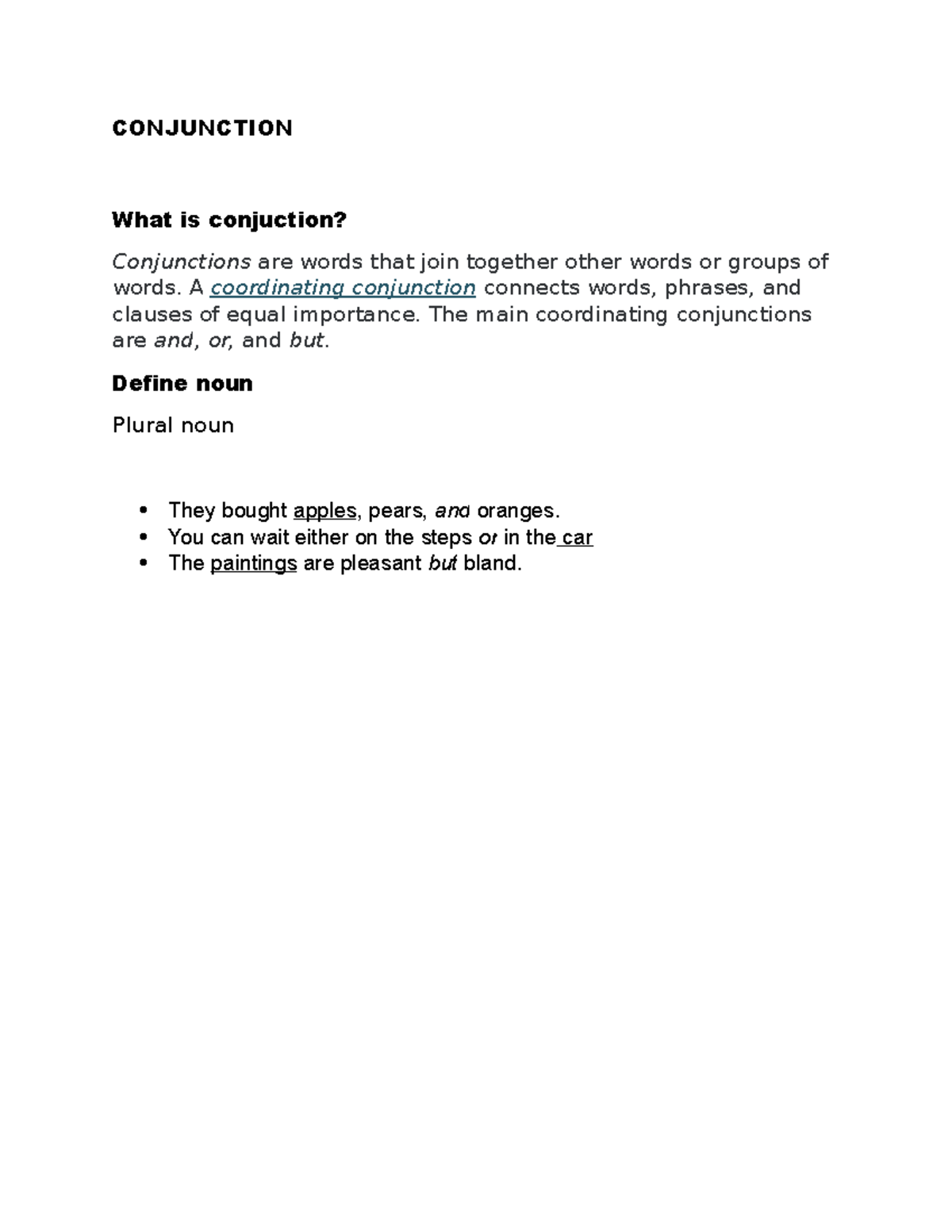 Conjunction STUDY LECTURE - CONJUNCTION What is conjuction ...