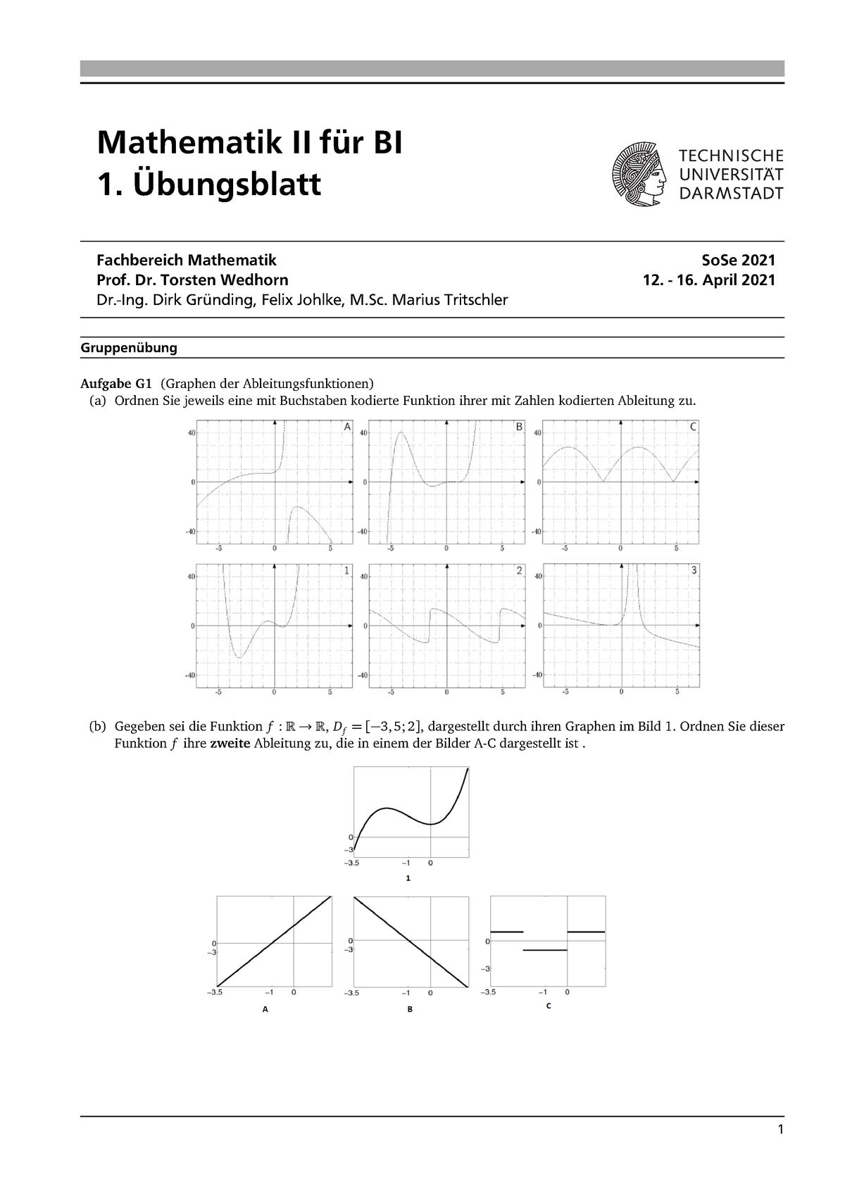 Mathematik 2 Übung Funktionen Lösung - Mathematik II Für BI 1 ...