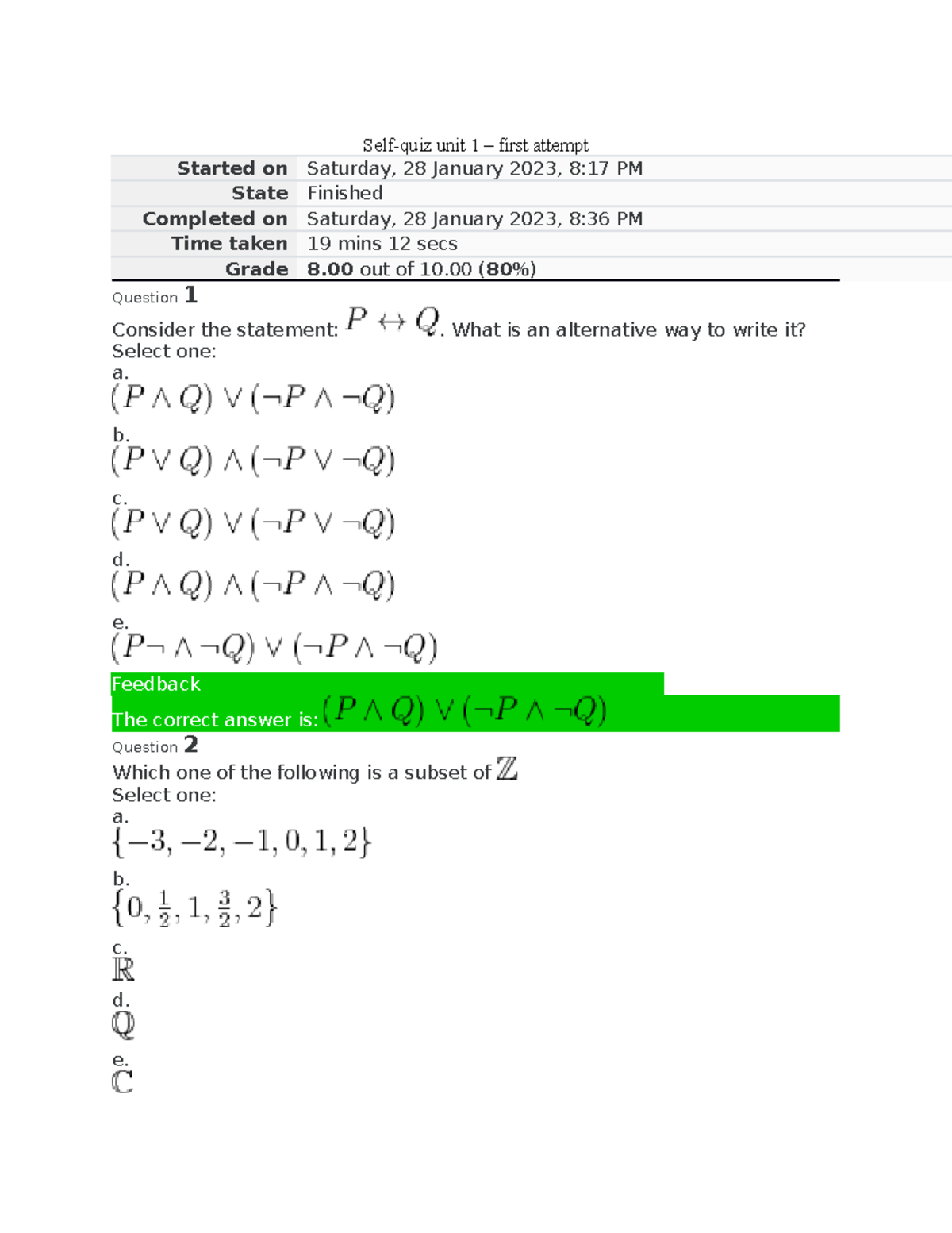ALL - Self- quizess include graded one - Self-quiz unit 1 – first ...