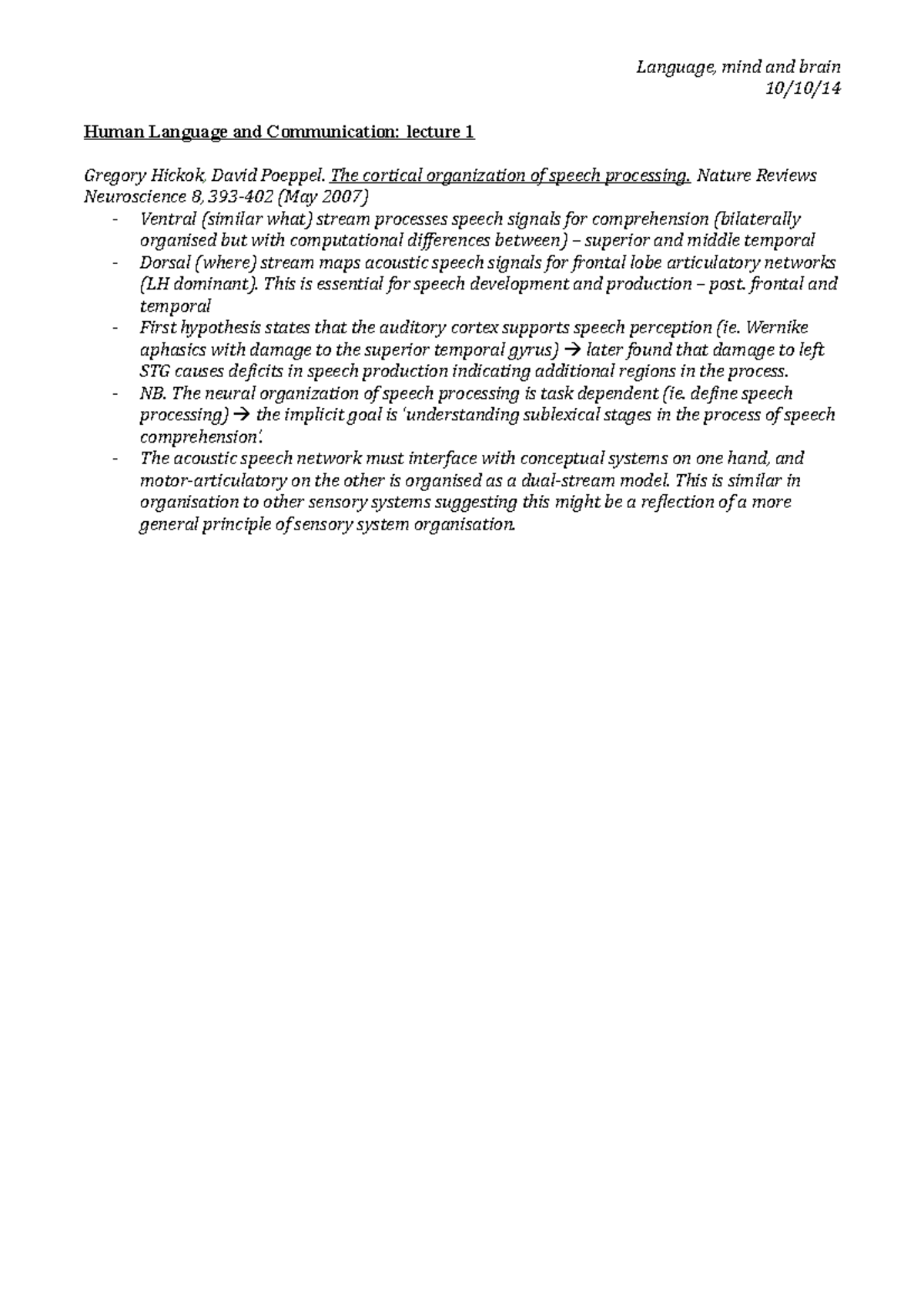 Lecture 2- Human Language and Communication - Language, mind and brain ...