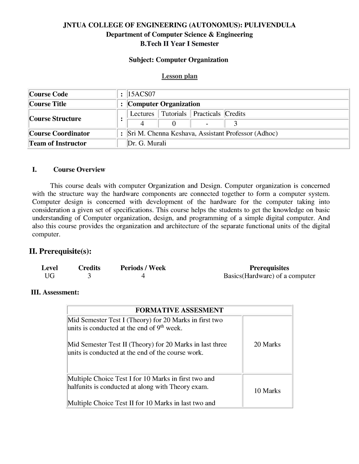 CO lesson plan 19 20 - JNTUA COLLEGE OF ENGINEERING (AUTONOMUS ...