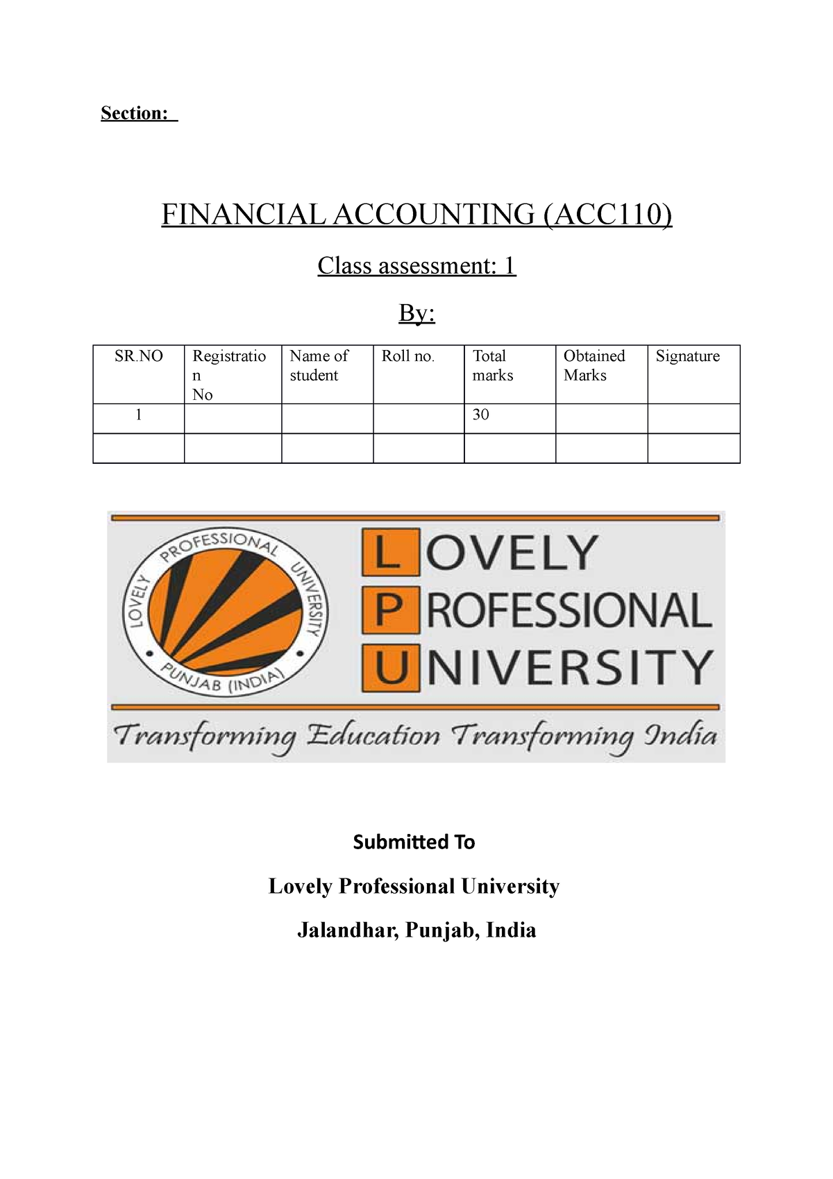 assignment of accounting definition