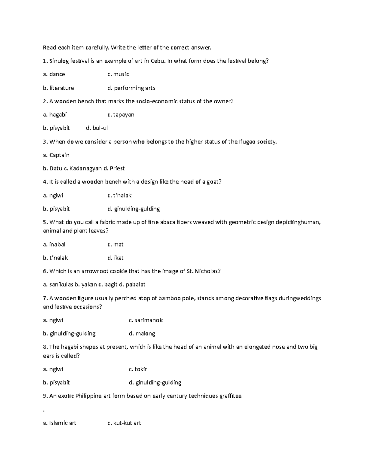 EXAM Contem- Carol - EXAMINATION - Read each item carefully. Write the ...