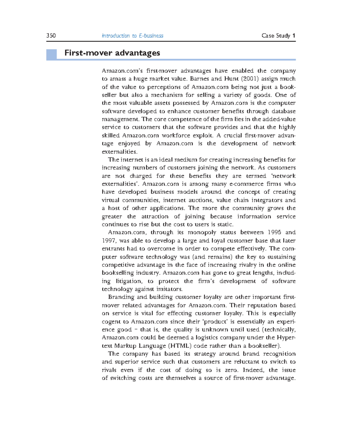 Introduction to eBusiness Management and Strategy369 Firstmover