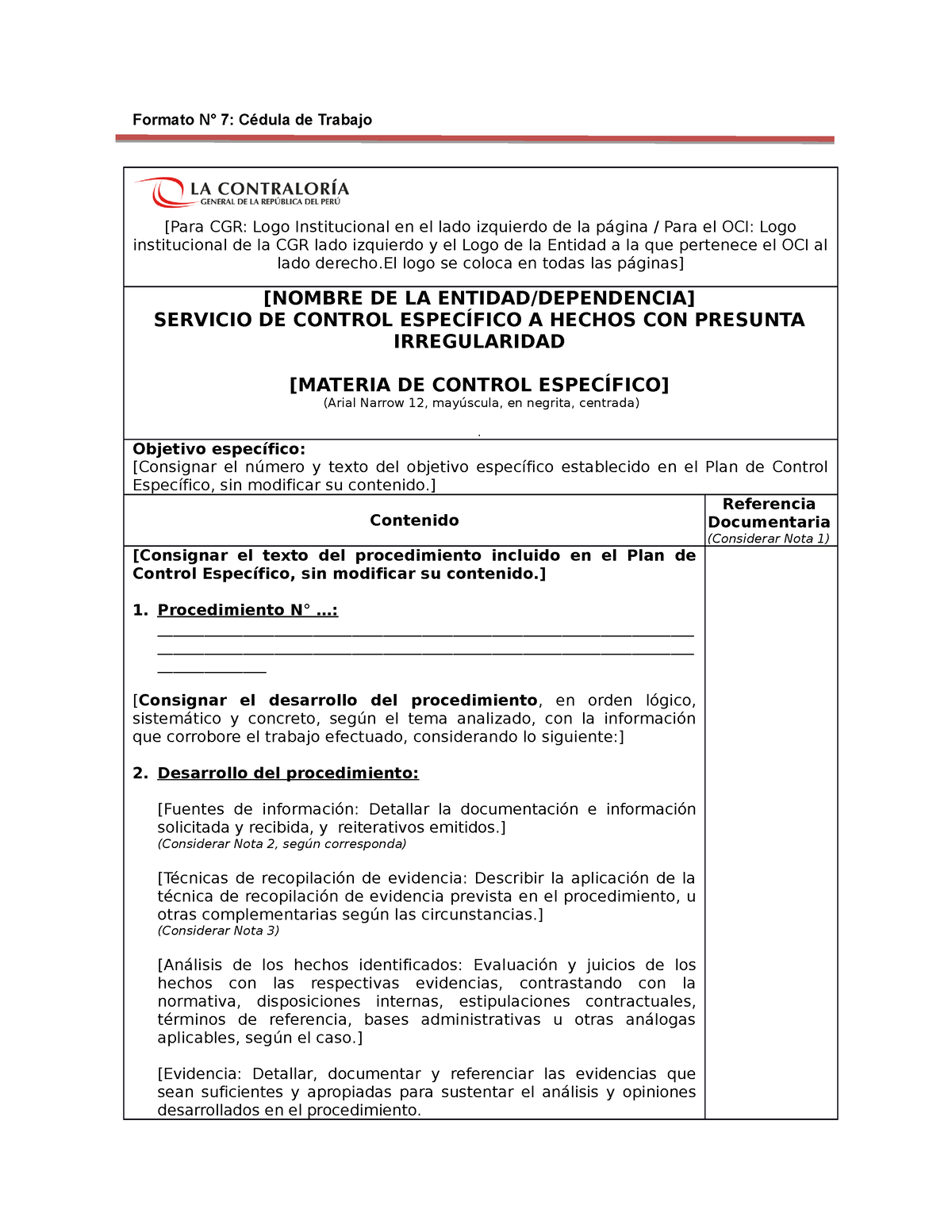 Formato Cedula De Trabajo Formato N C Dula De Trabajo Para Cgr Logo Institucional En