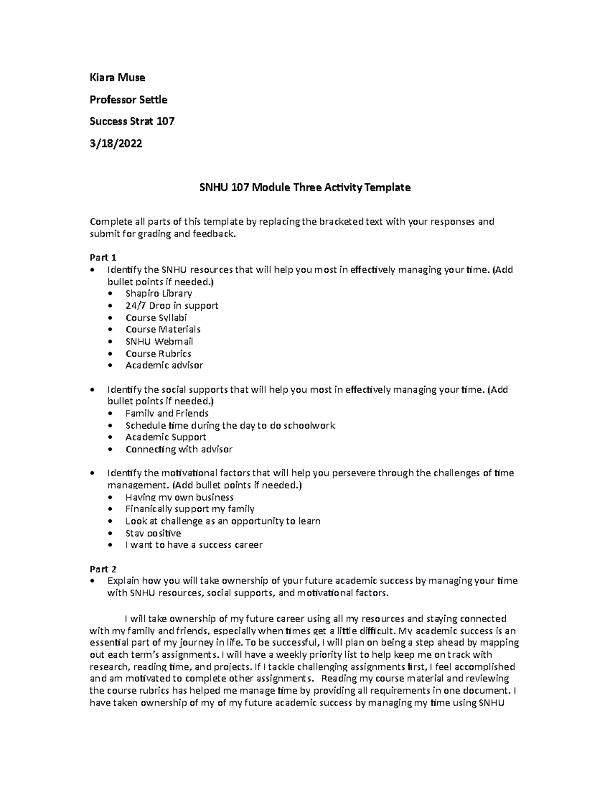 SNHU 107 Module Three Activity Template ENG122 SNHU Studocu