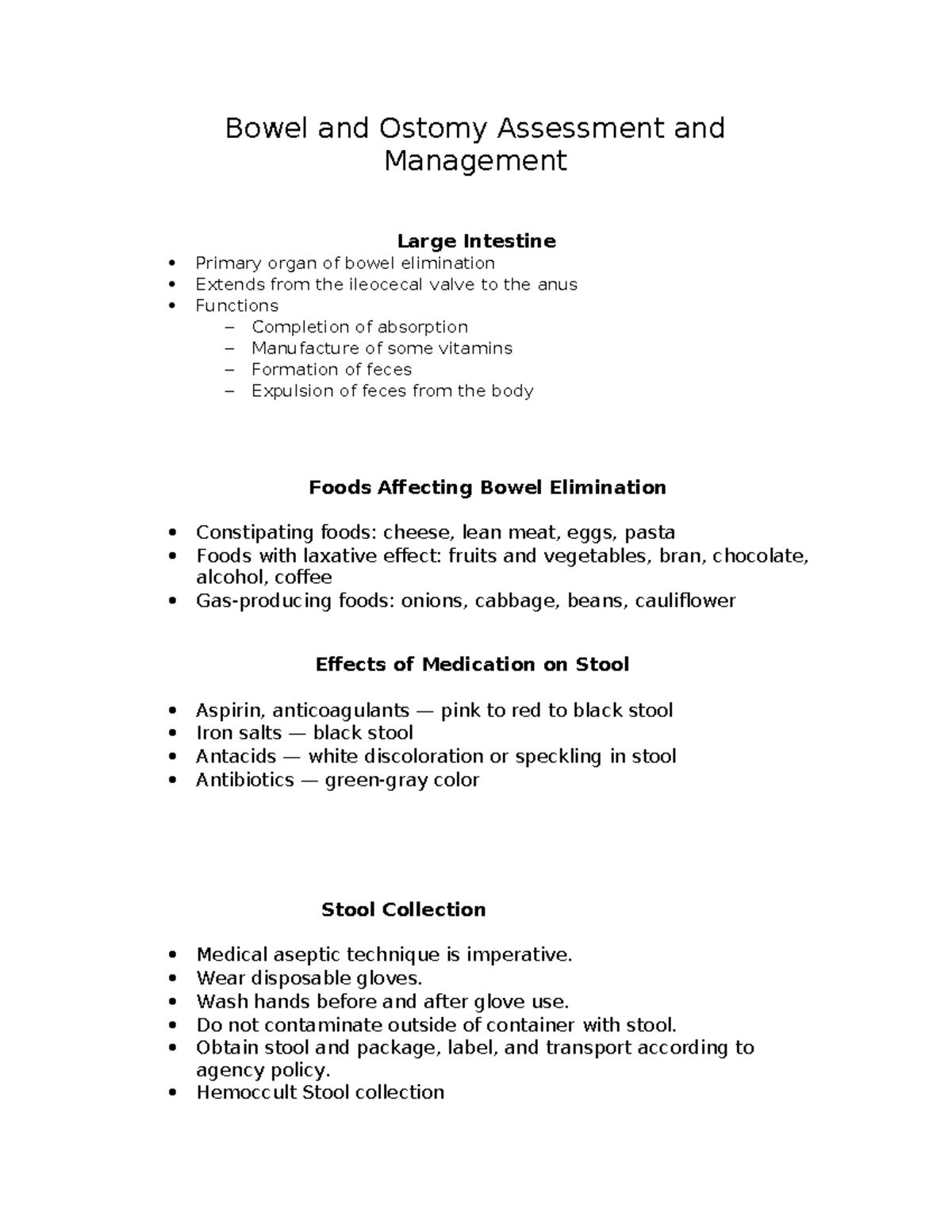 Ostomy Homework Assignment Document Bowel and Ostomy Assessment and