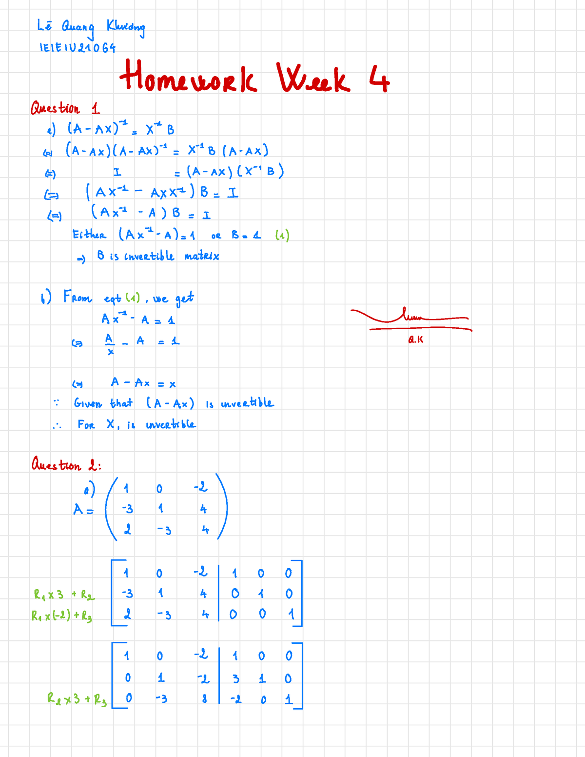 Hw-week4 - HW for Linear - Lei Quang Khiiéwg IEIE 1021064 Homework Week ...