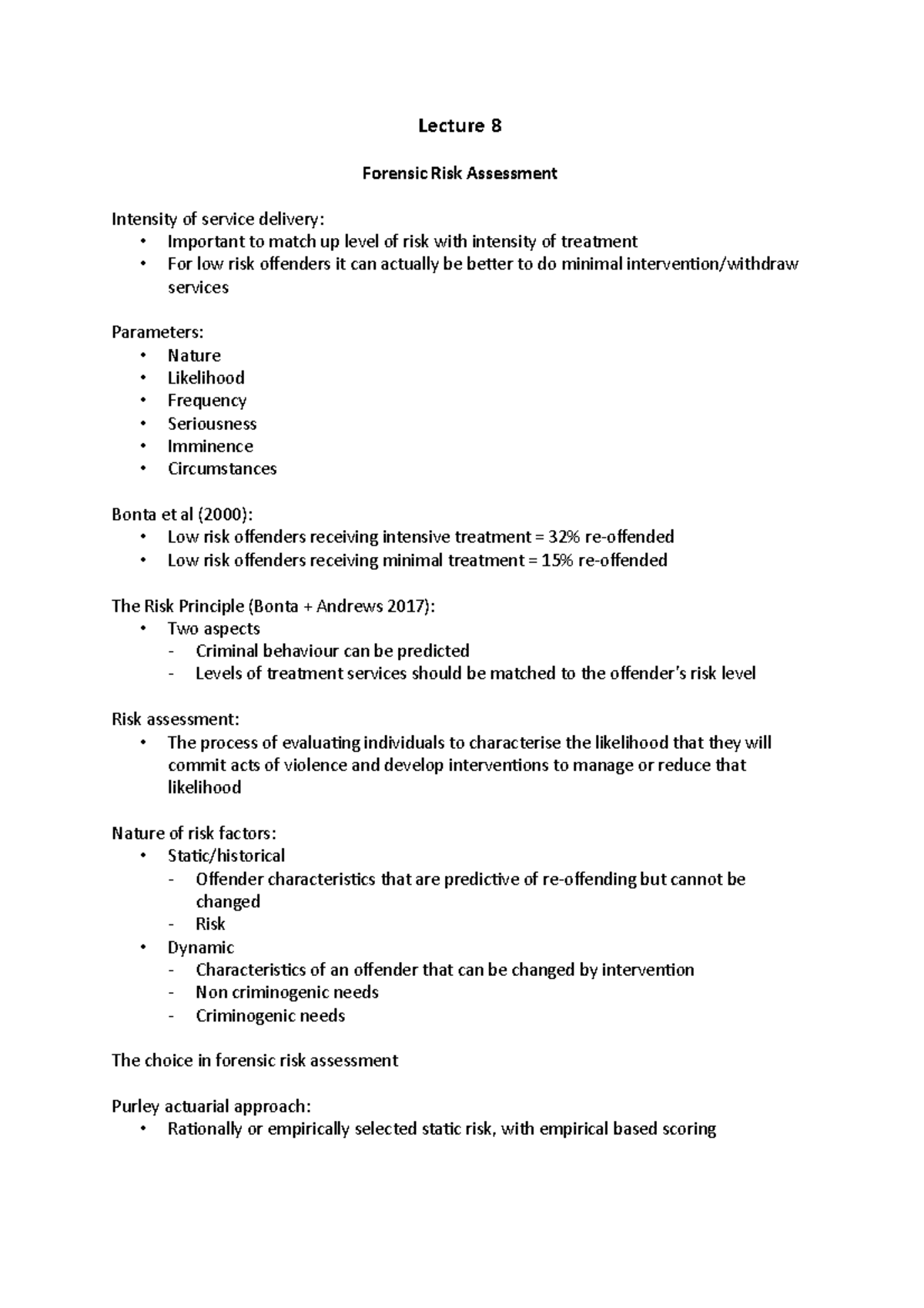 forensic risk assessment Lecture 8 Forensic Risk Assessment Intensity