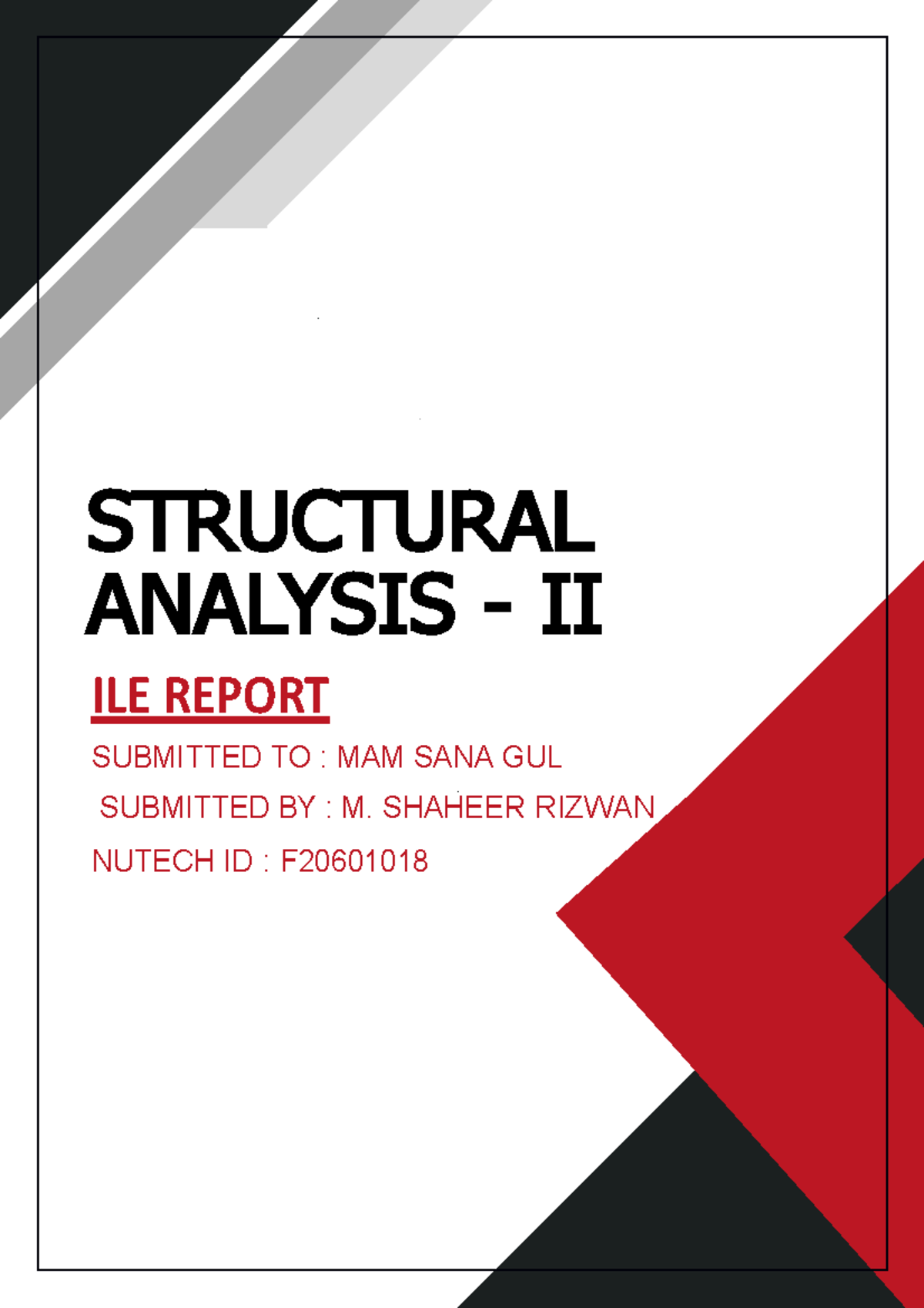 ILE Report Stuctural Anaysis 2 - STRUCTURAL ANALYSIS - II ILE REPORT ...