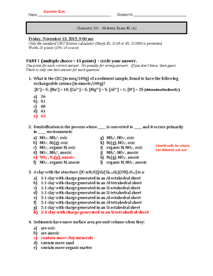 C301 Midterm 1 Example - Chemistry 301 - Midterm Exam # Friday, October ...