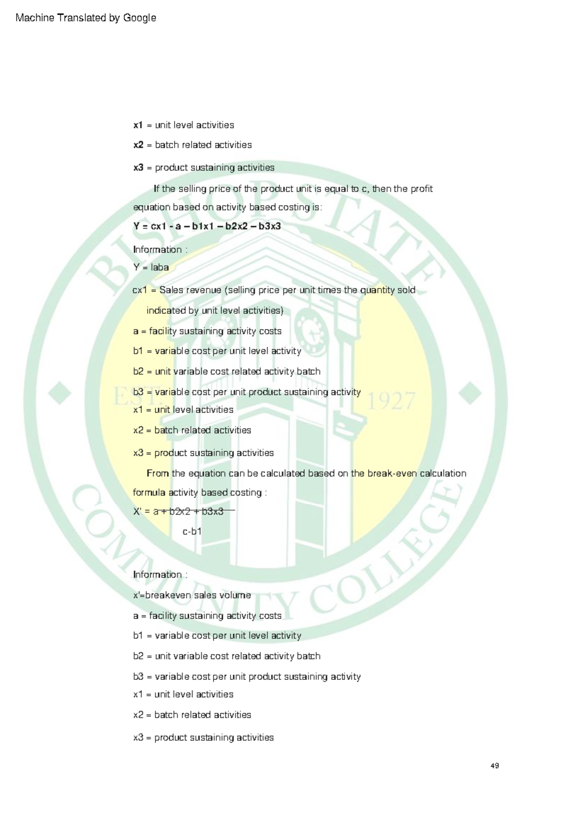 Management accounting 117 Machine Translated by Google x1 = unit level activities x2 = batch