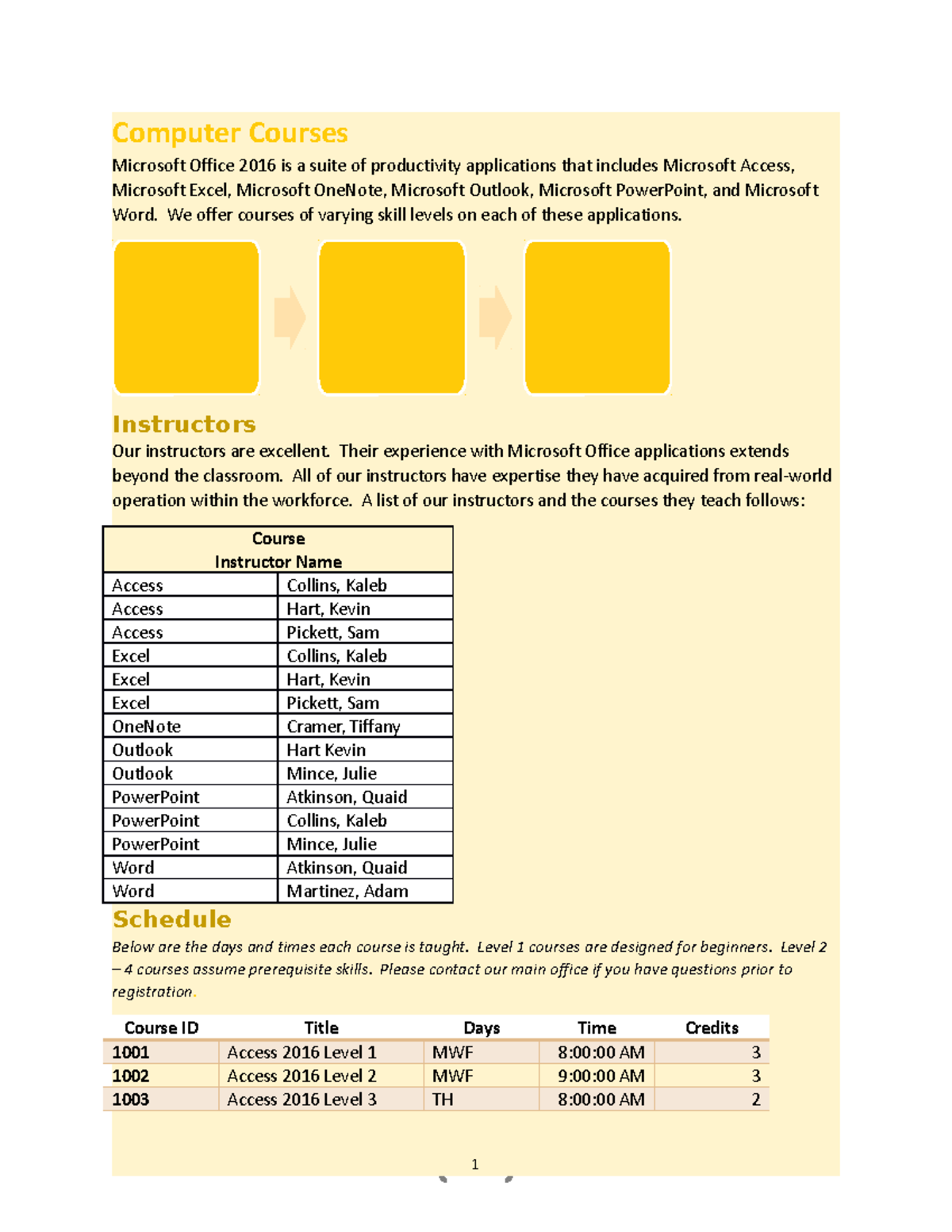 Project 1 111 Computer Courses Microsoft Office 2016 is a suite of