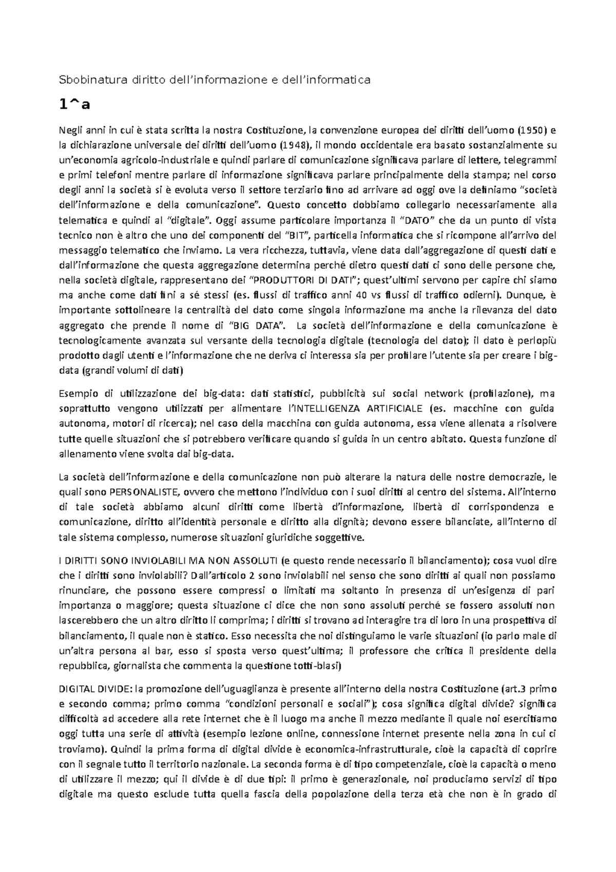 Sbobina diritto dinale - Sbobinatura diritto dell’informazione e dell ...