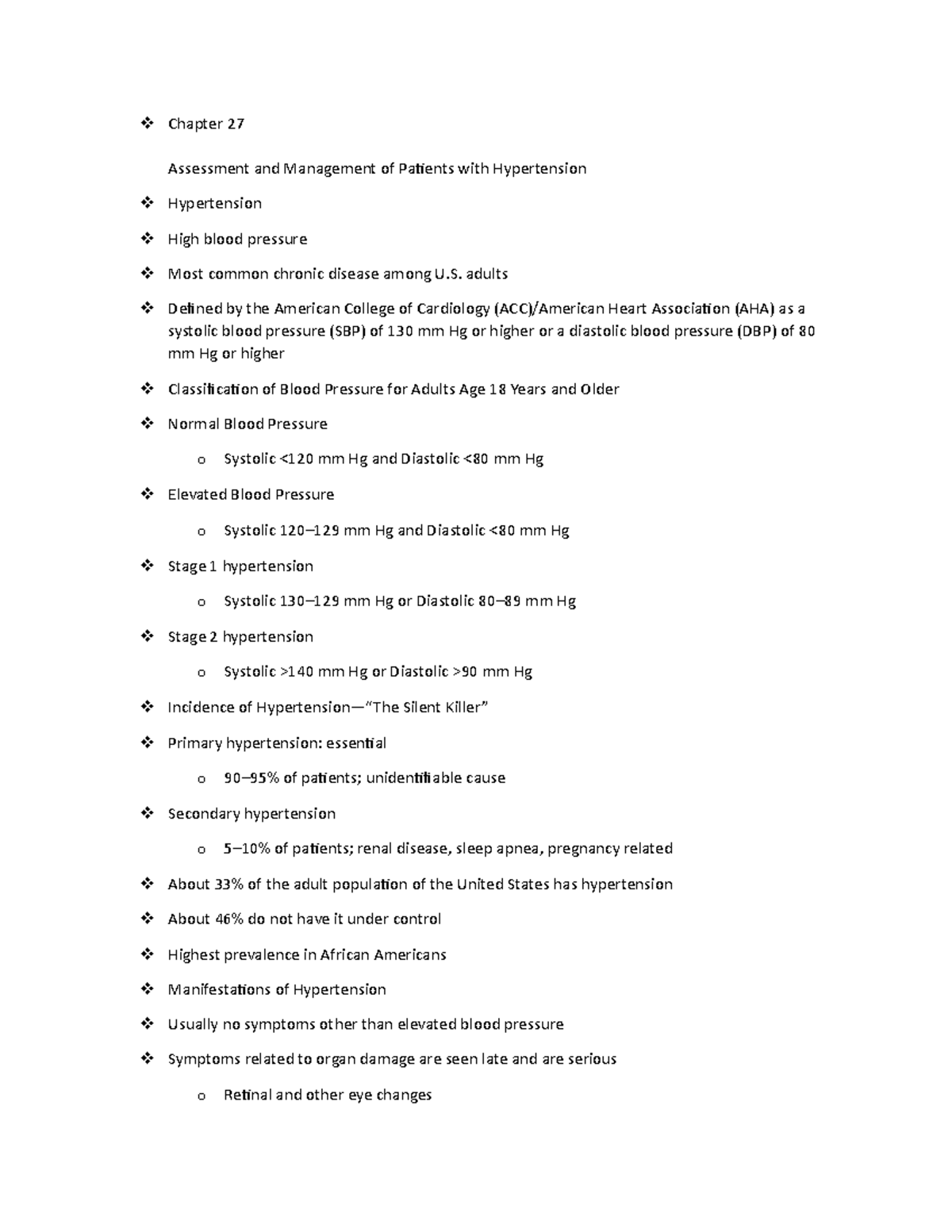 Chapter 27 - Notes - Chapter 27 Assessment and Management of Patients ...