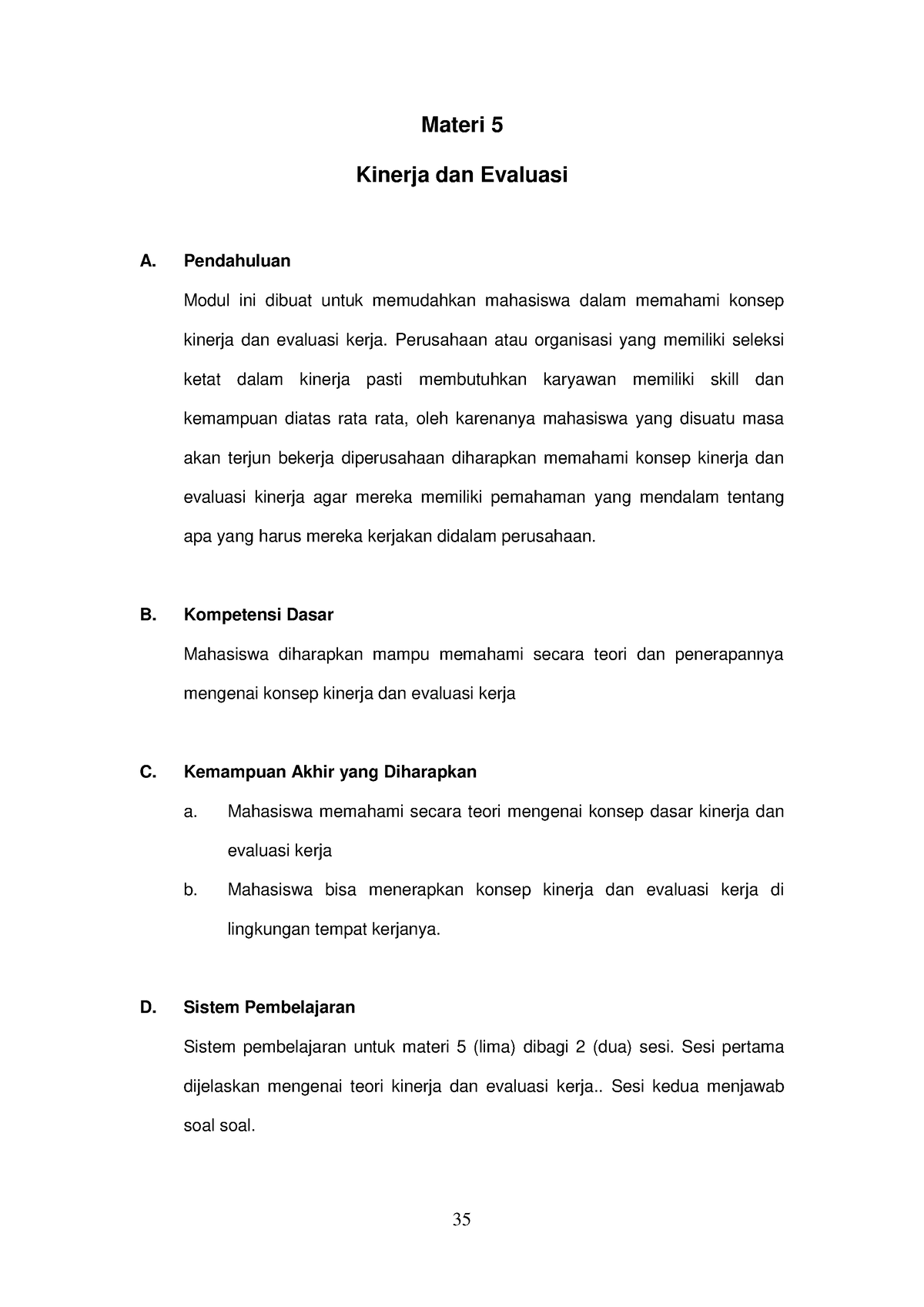 Modul Manajemen Sumber Daya Manusia Bab 5 Kinerja Dan Evaluasi - Materi ...