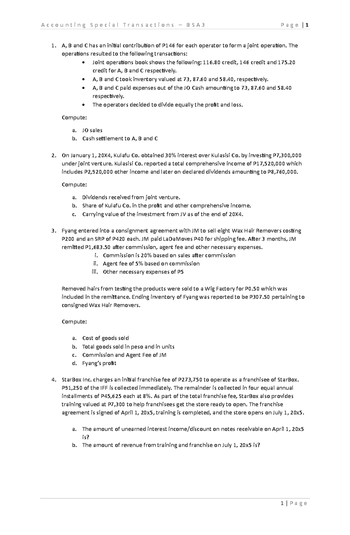 Assignment 10 23 2024 - Practice test for accounting for special ...