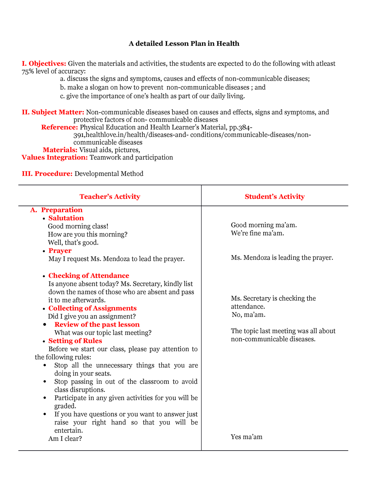 4th Quarter Lesson Plan- G7 - A Detailed Lesson Plan In Health I ...