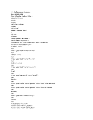 HTML Lecture Hand Written Notes - Web Programming - Studocu