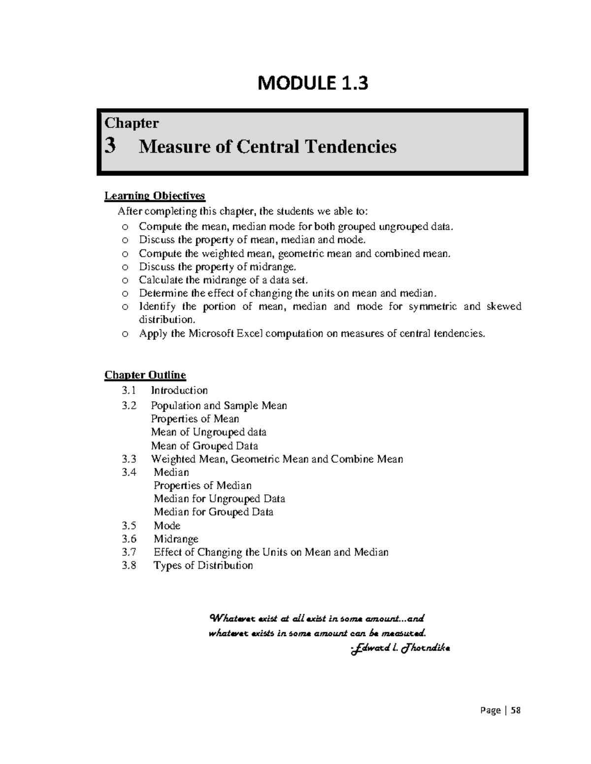 EDA Module 3 Measure of Central Tendencies - Page | 58 MODULE 1 ...
