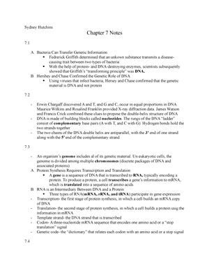 Unit 1 Textbook Notes - Sydney Hutchins Unit 1 Biology Textbook Notes 1 ...