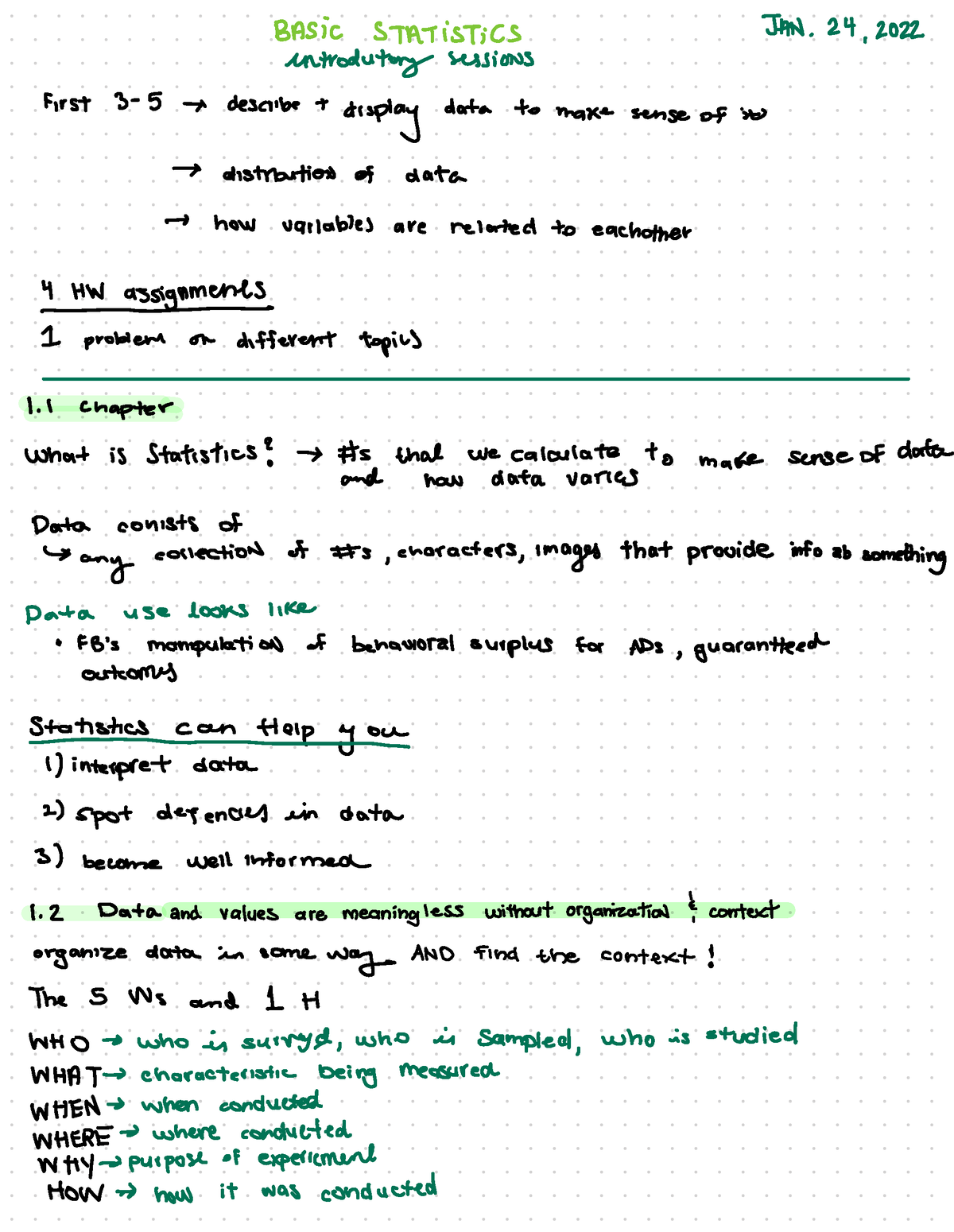 Basic Statistics Chapter 1 - BASIC STATISTICS JAN . 24, Introductory ...