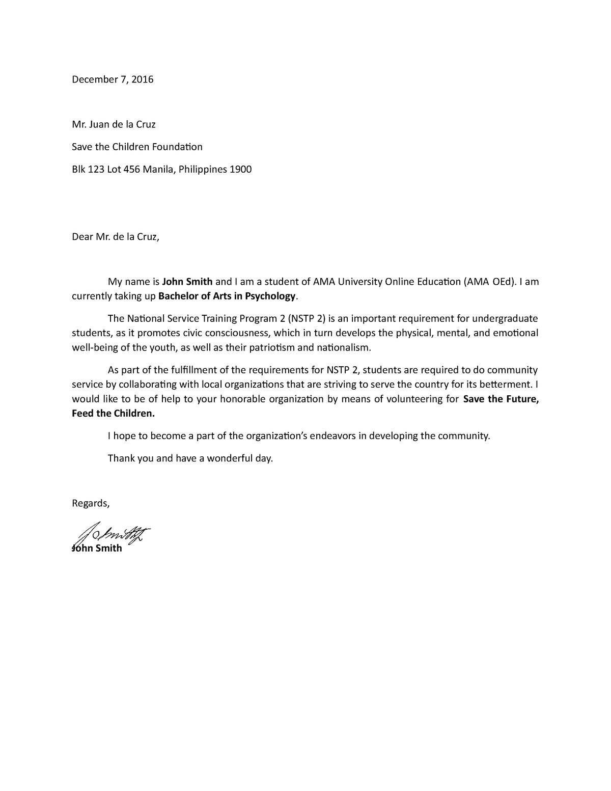 application letter to attend training course