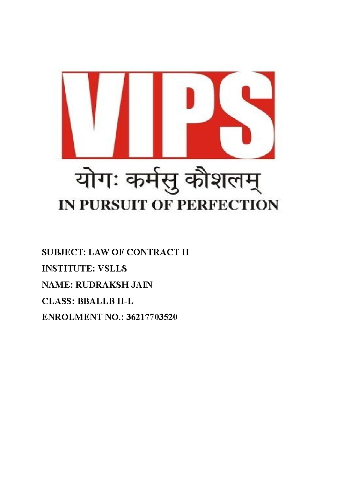 PSDA assignment contract law - SUBJECT: LAW OF CONTRACT II INSTITUTE ...