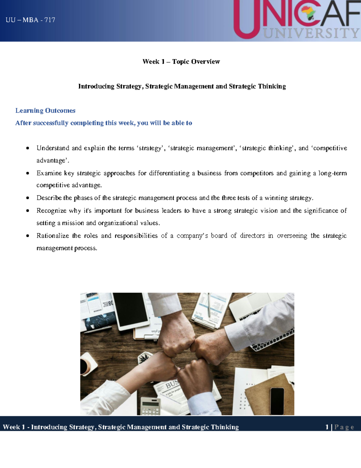 Week 1 - Topic Overview - lecture notes for unicaf univeristy - Week 1 ...
