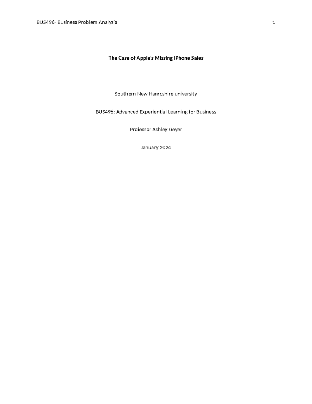 Bus 496 Module One Assignment Email The Case Of Apple S Missing