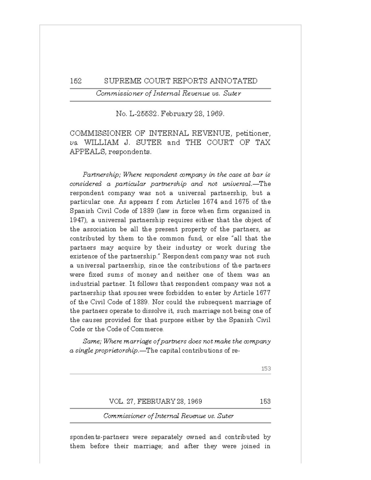 Commissioner of Internal Revenue vs. Suter, 27 SCRA 152 - 152 SUPREME ...