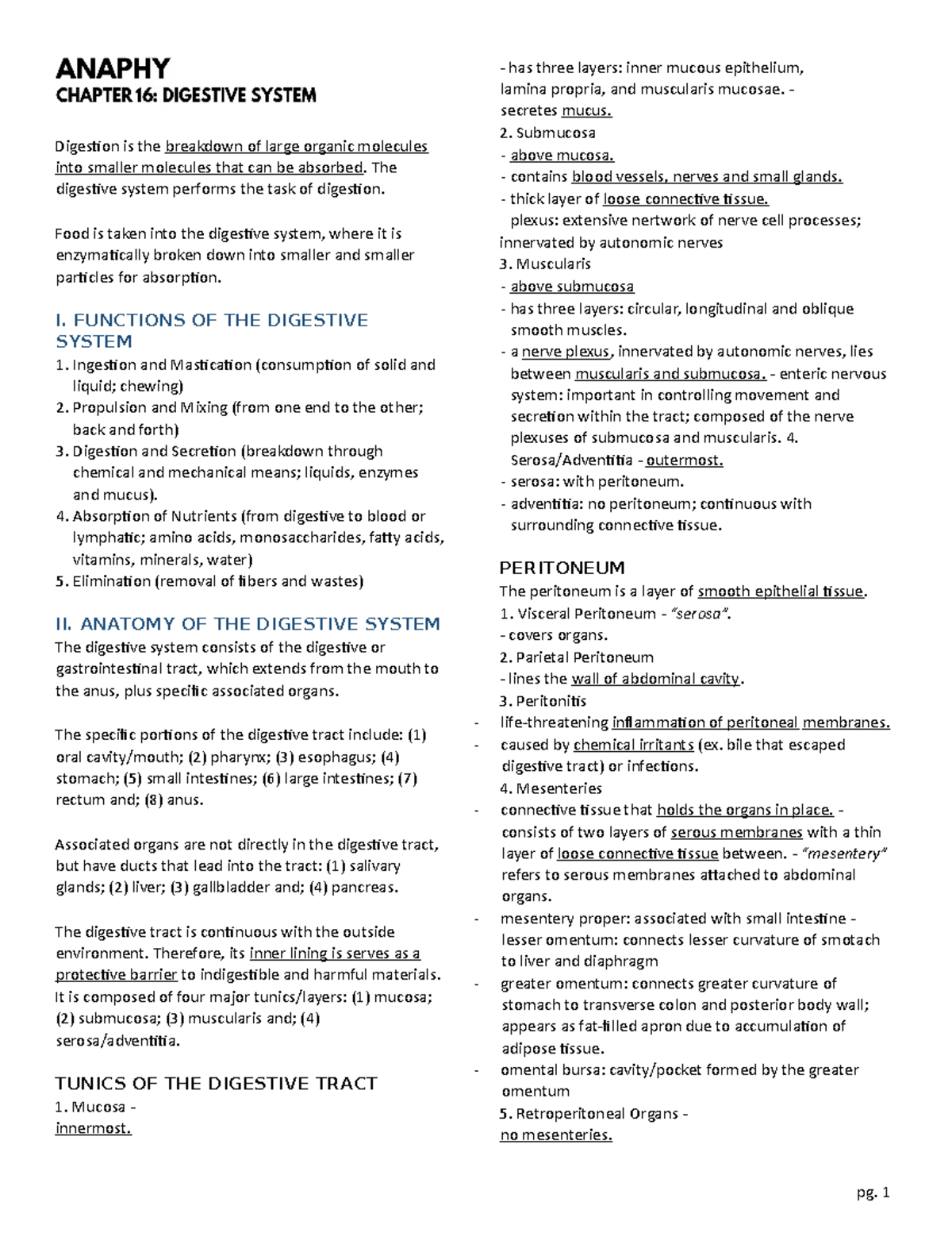 Digestive-System - Lecture notes in Digestive System. - Digestion is ...