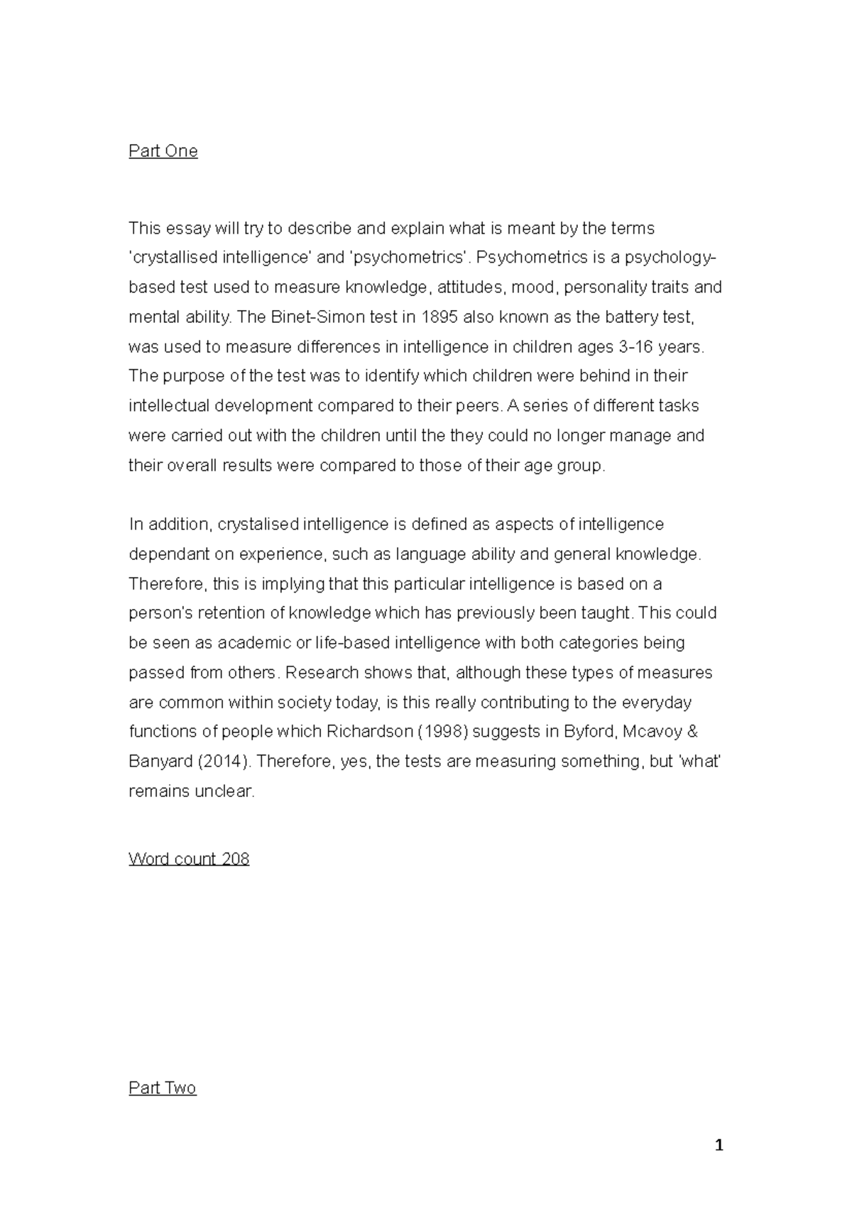 TMA 1, 2020 - Support only. - Part One This essay will try to describe ...