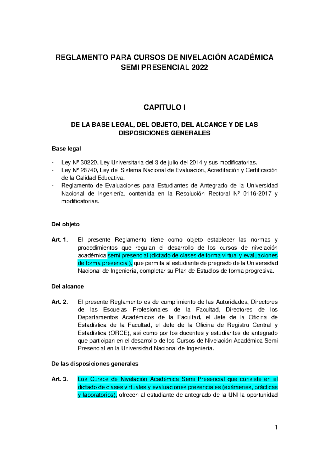 Propuesta Consolidada- Reglamento Cursos De Nivelación Académica Semi ...