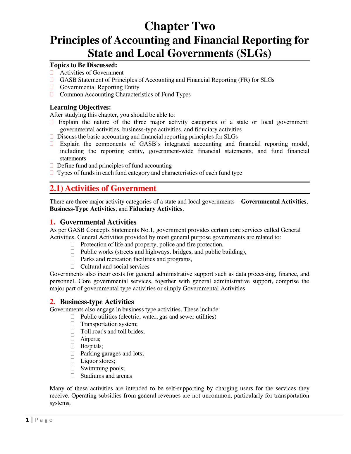 Government-accounting- Chapter 2 - Chapter Two Principles Of Accounting ...