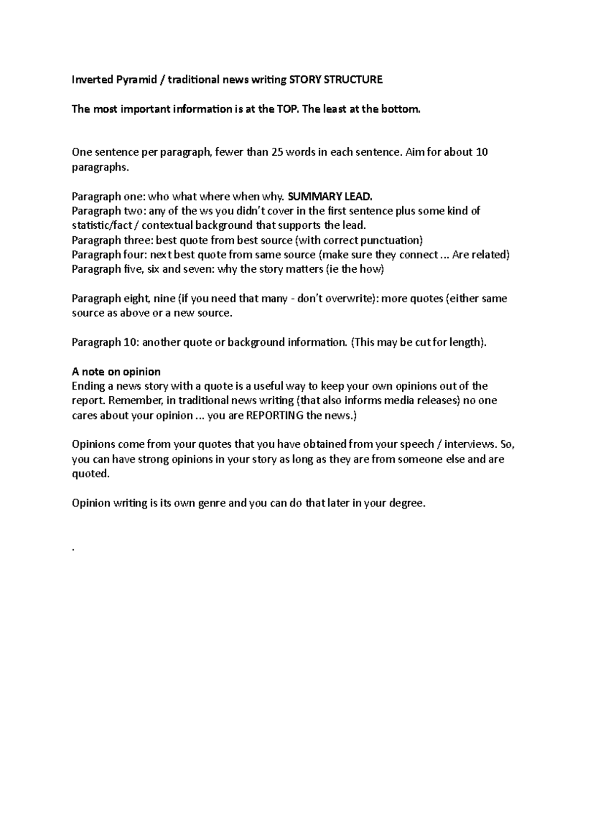NEWS Story Structures (1)-2 - Inverted Pyramid / traditional news ...