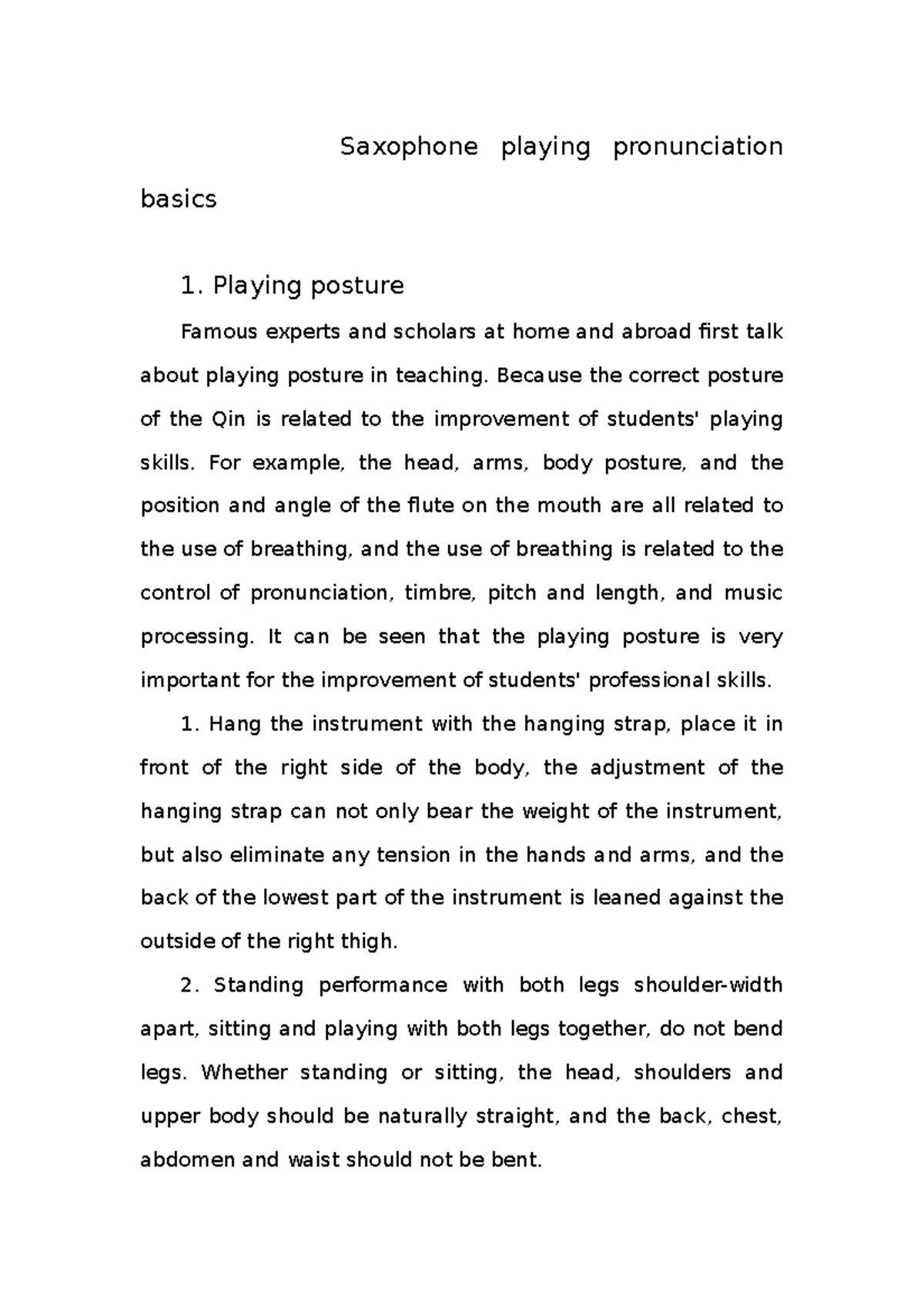 Saxophone playing pronunciation basics Playing posture Famous experts