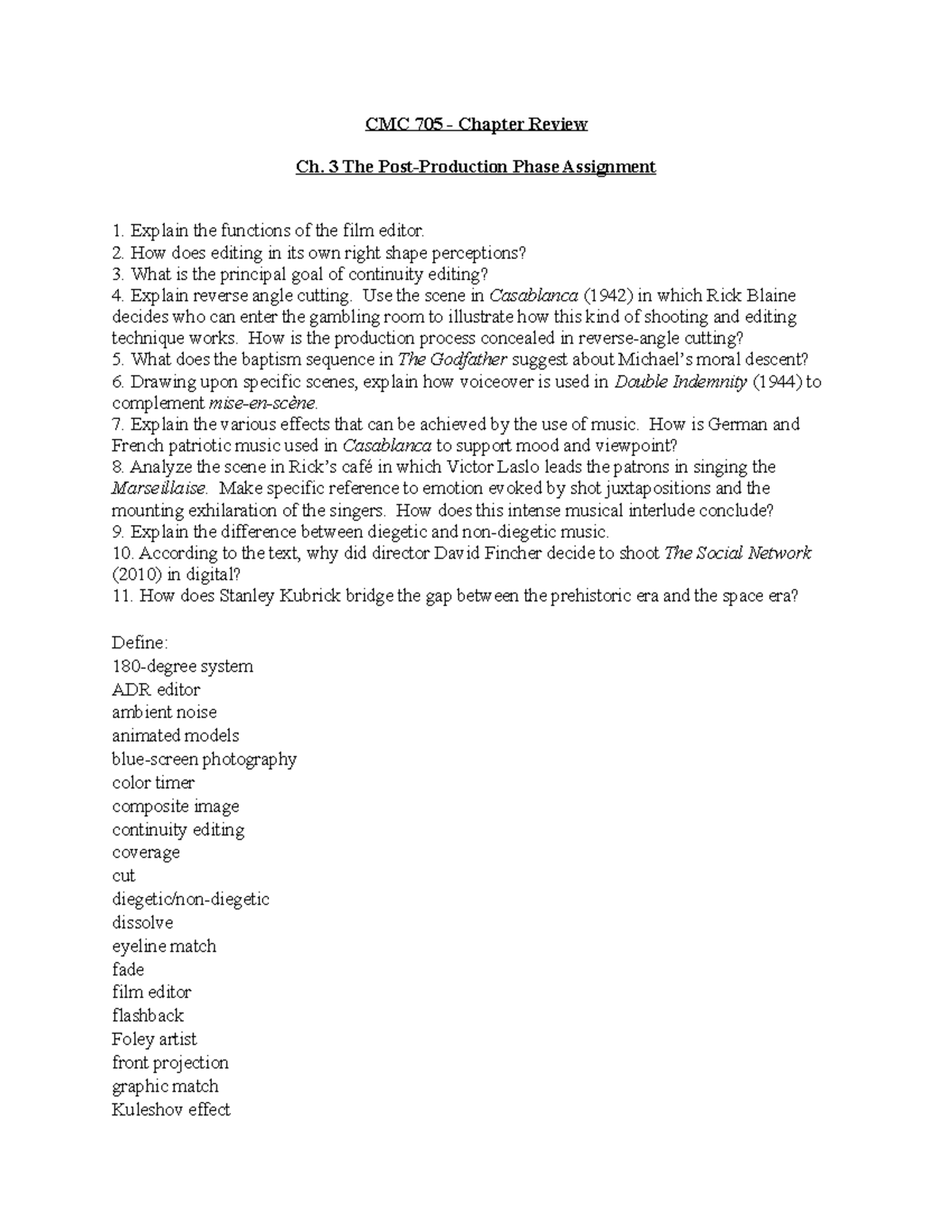 CMC 705 - Chapter 3 Assignment - CMC 705 - Chapter Review Ch. 3 The ...