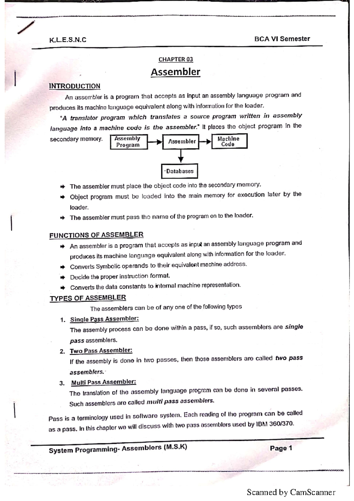 Assemblers - Lecture notes 3 - Computer application - Studocu