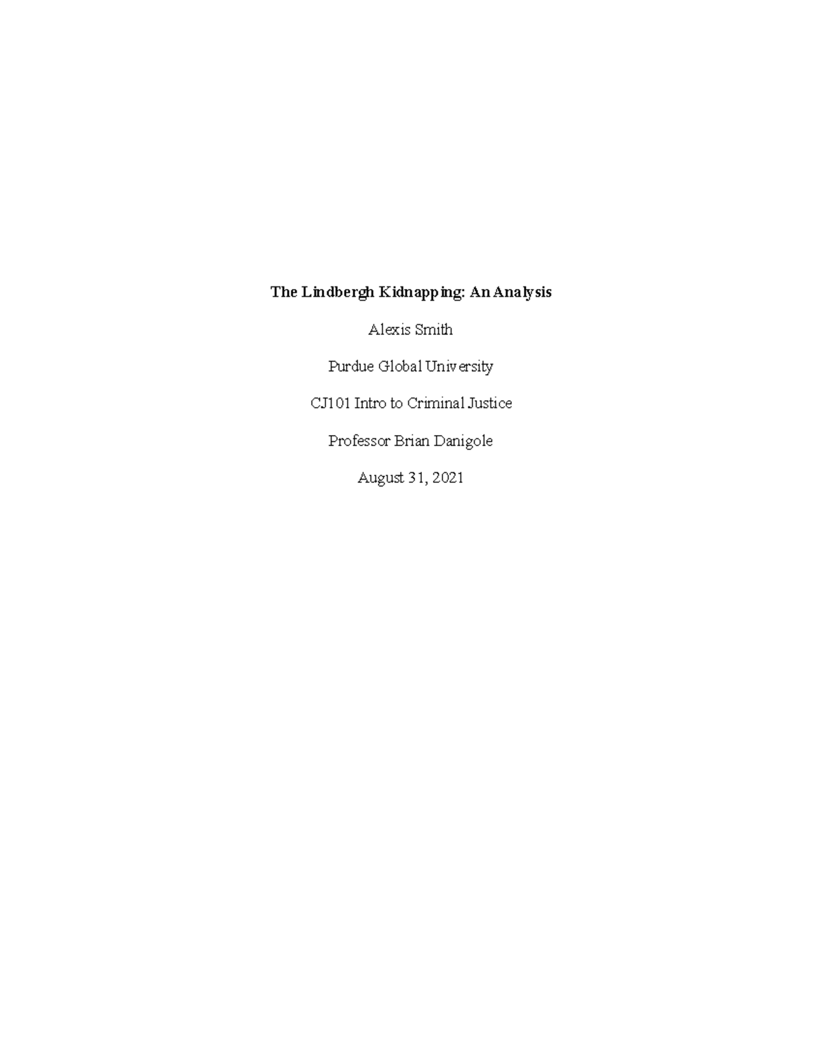 Lindberg Kidnapping Analysis - The Lindbergh Kidnapping: An Analysis ...