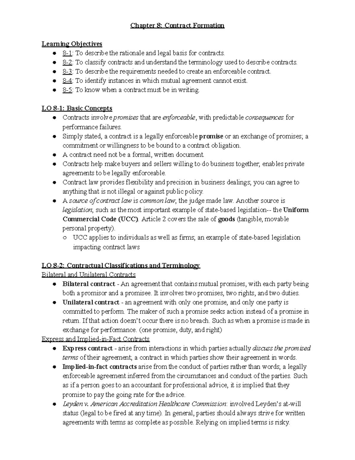 Chapter 8 Notes The Legal and Regulatory Environment of Business 1