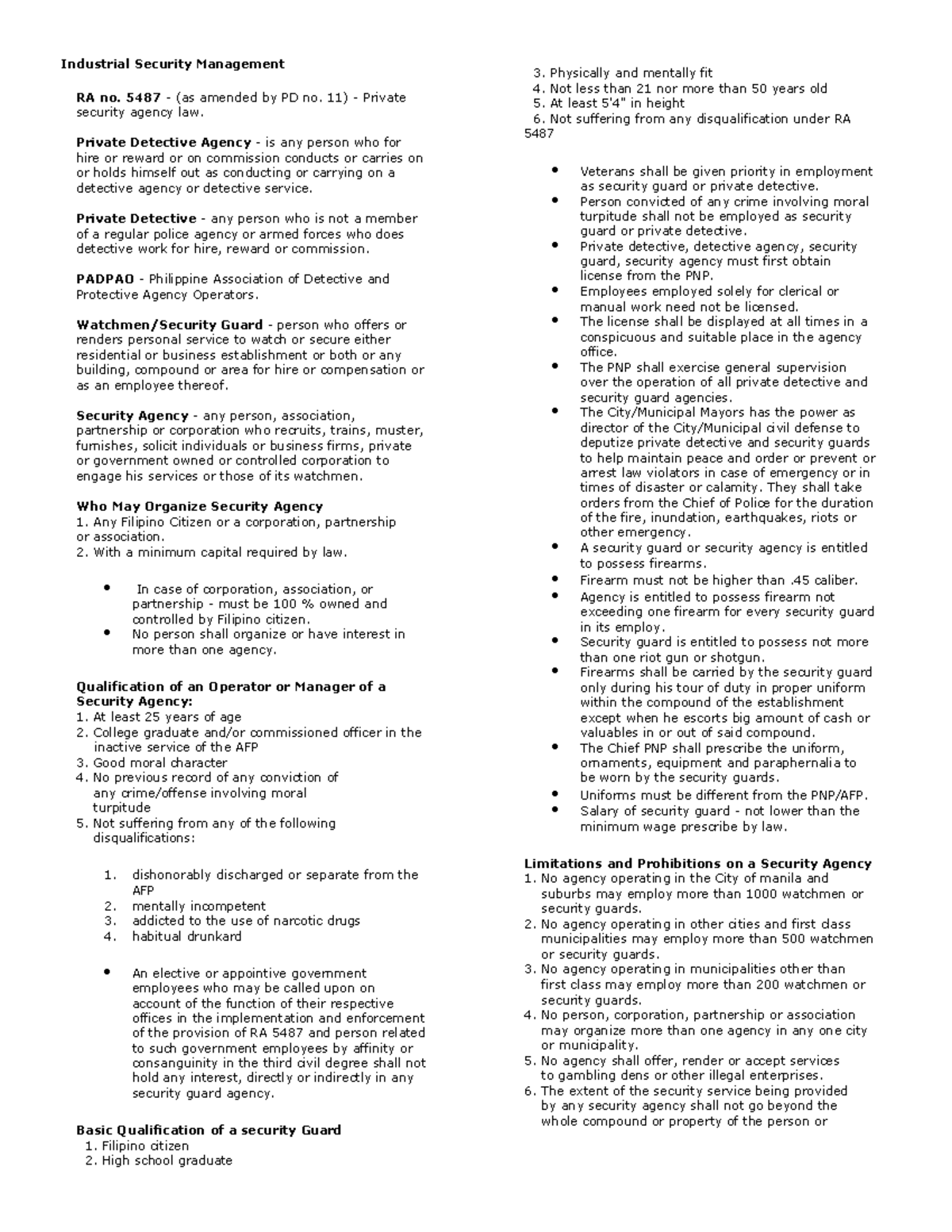 Industrial security management Notes Industrial Security Management