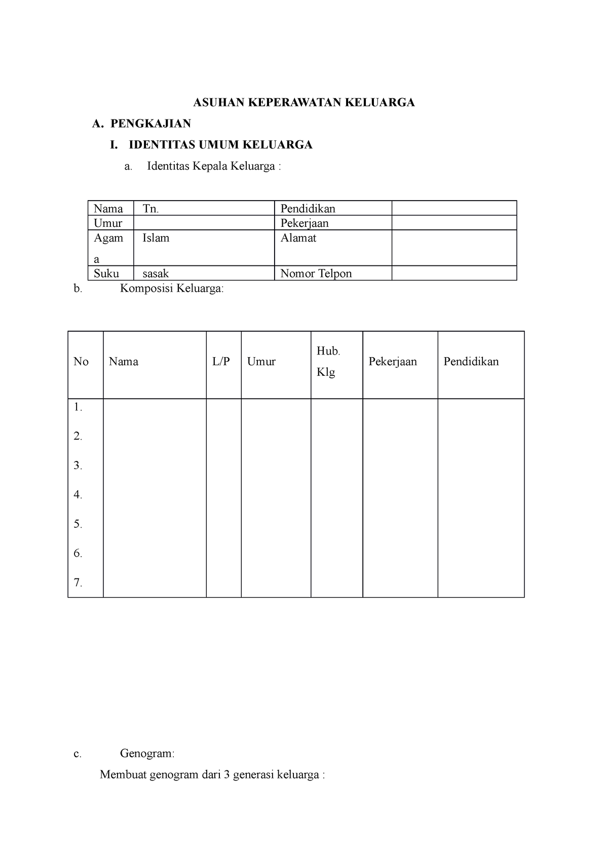 Format Pengkajian Kep. Keluarga - ASUHAN KEPERAWATAN KELUARGA A ...